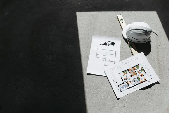 Construction project planning documents and site plans