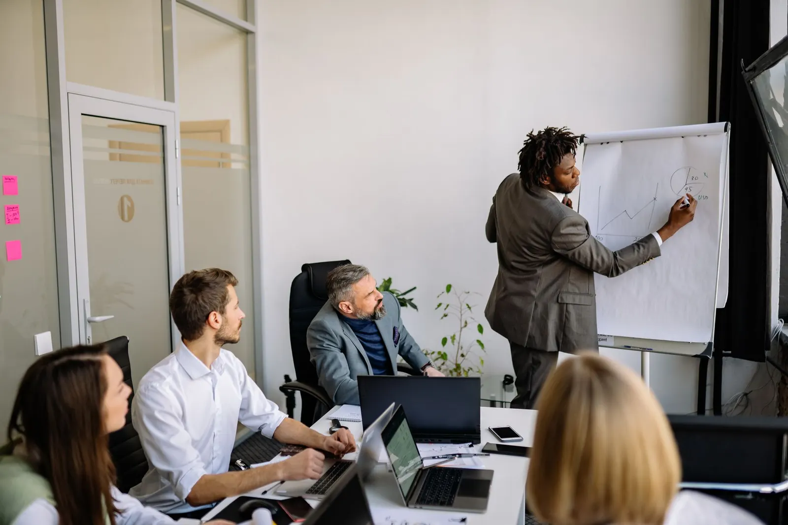 Project management consultant leading a strategy session